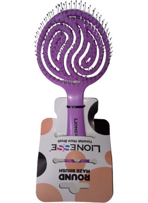 Lionesse Round Maze Brush Hair Brush Purple 