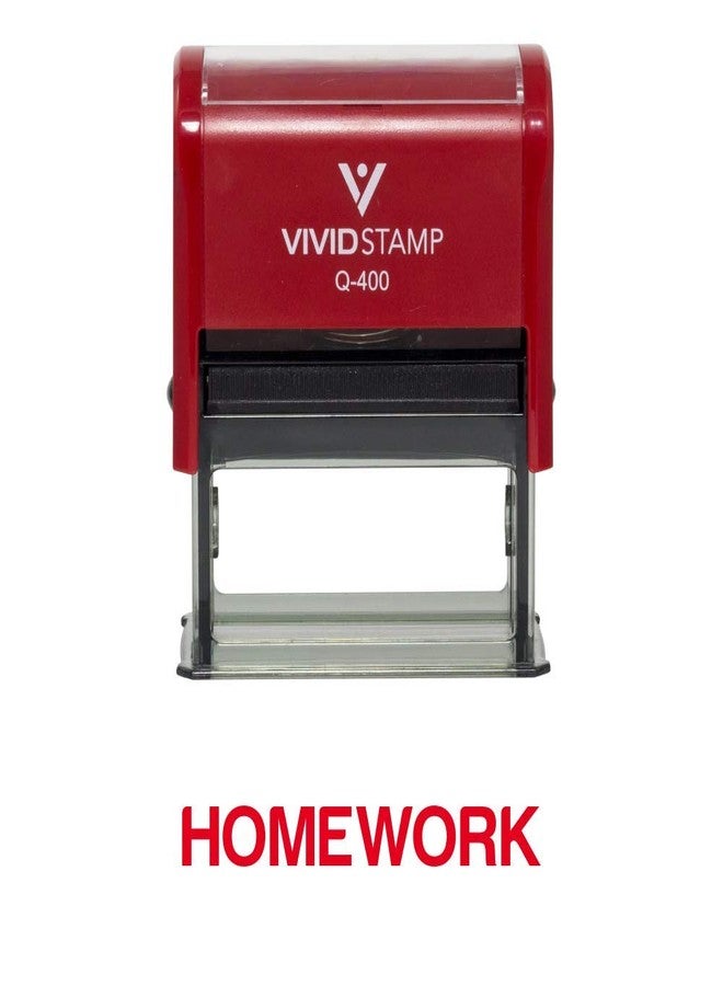 Vivid Stamp Homework Teacher Self Inking Rubber Stamp (Red Ink) - X-Large - Image 1