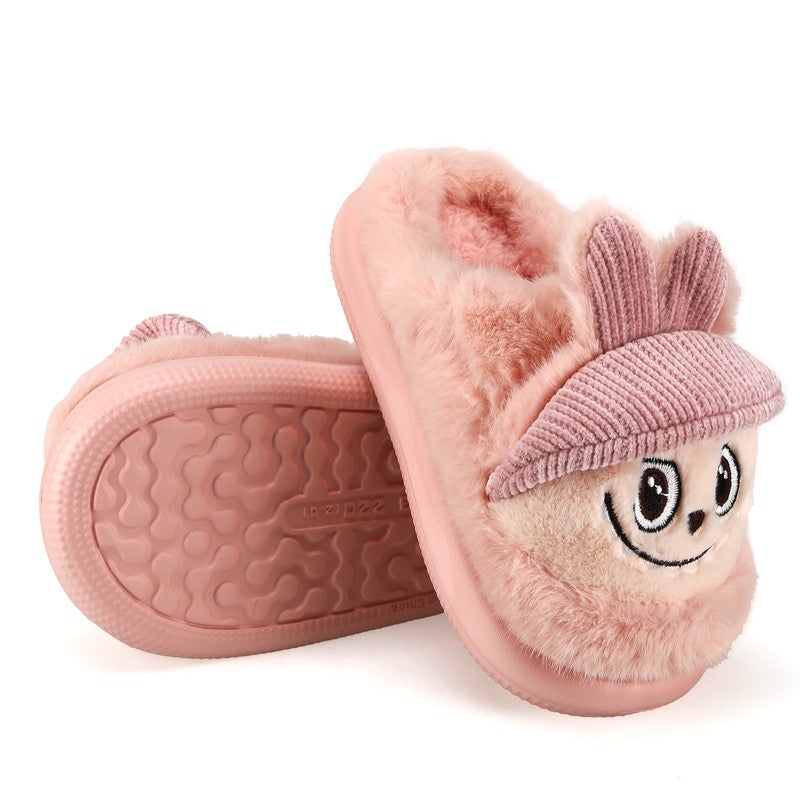 Lucky Kids Cartoon Slippers for Kids, Funny Animal House Shoes with Non-Slip Sole, Cozy Plush Indoor Comfort Footwear for Boys and Girls - Image 1