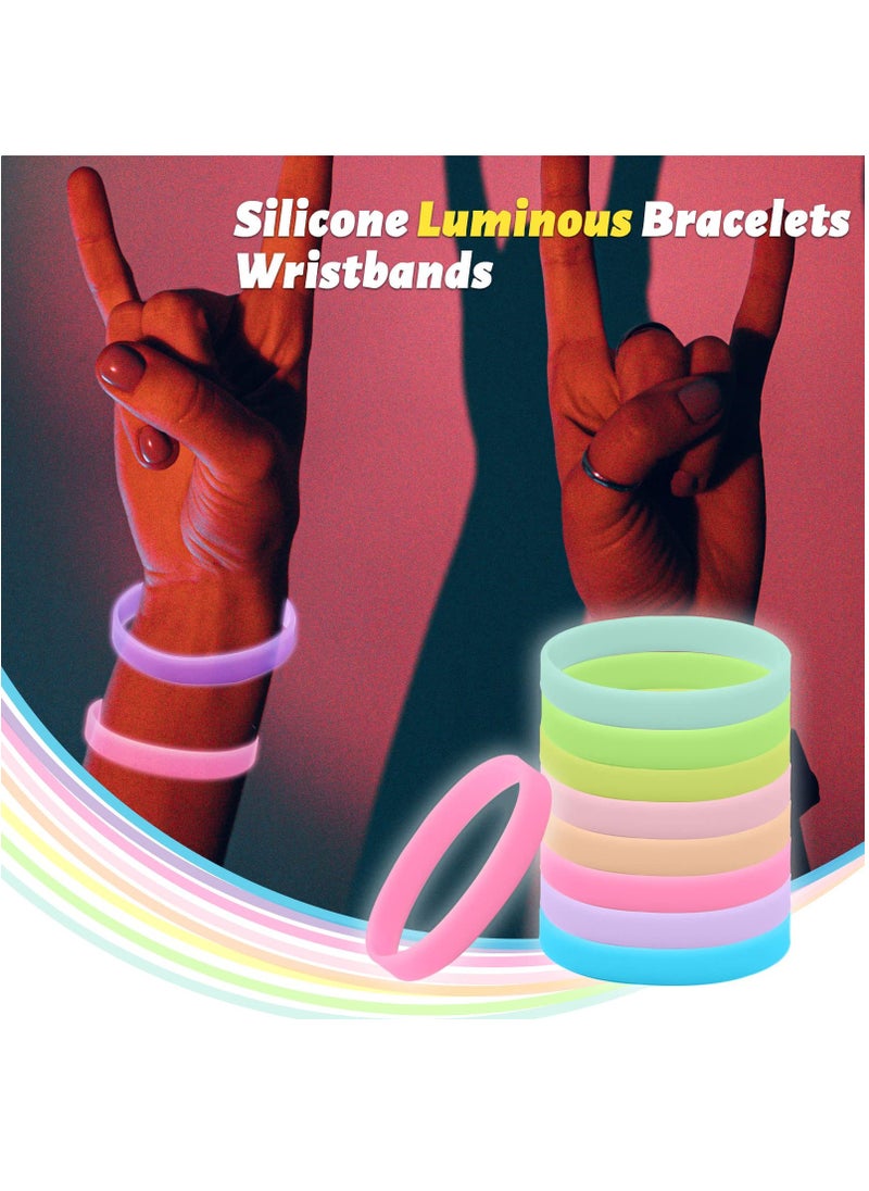 SYOSI - VIP Wristbands for Events Luminous Color Silicone Party Bracelets 24PCs Custom Elastic Wristbands Entry Wrist bands Blank Rubber Band Bracelets for Events Security Parties Festivals (8 Colors*3) - Image 1