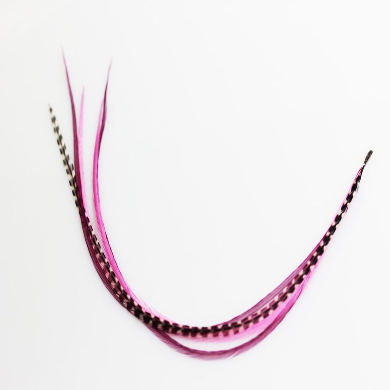 Pink  Black Mix 47 Feathers for Hair Extension Includes 2 Silicone Micro Beads 5 Feathers