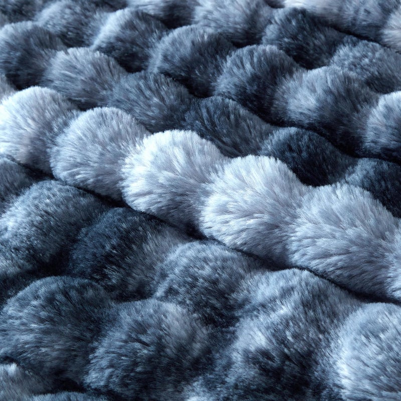 Serenhom 50x60 Inches Ultra-Soft Fuzzy Faux Fur Plush Throw Blanket - Thick  Warm Sherpa for Couch  Sofa  Bedroom  Camping - Decorative Blanket for Cozy Warmth  Bubble Dark Blue Tie Dye - Image 5