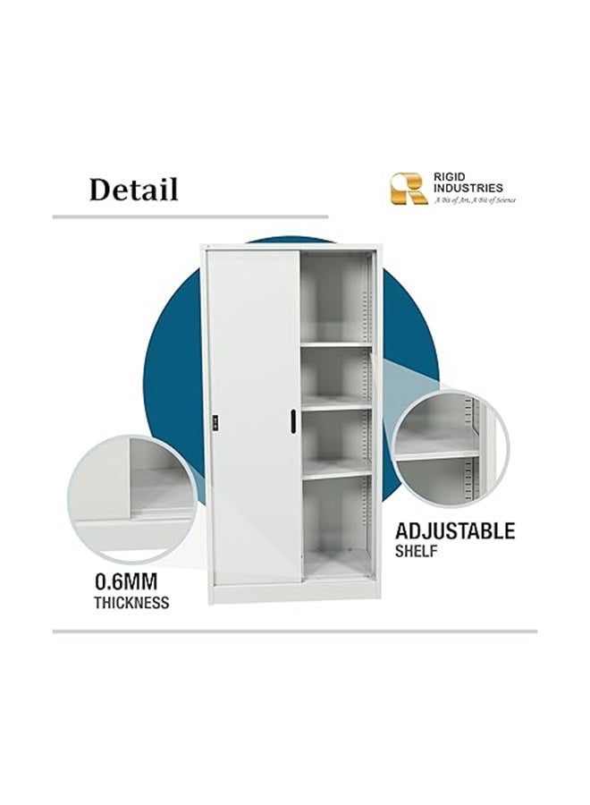 RIGID Steel Cupboard Sliding Door, Steel Filing Cupboard, Cabinet with Shelves Storage (White) - Image 2