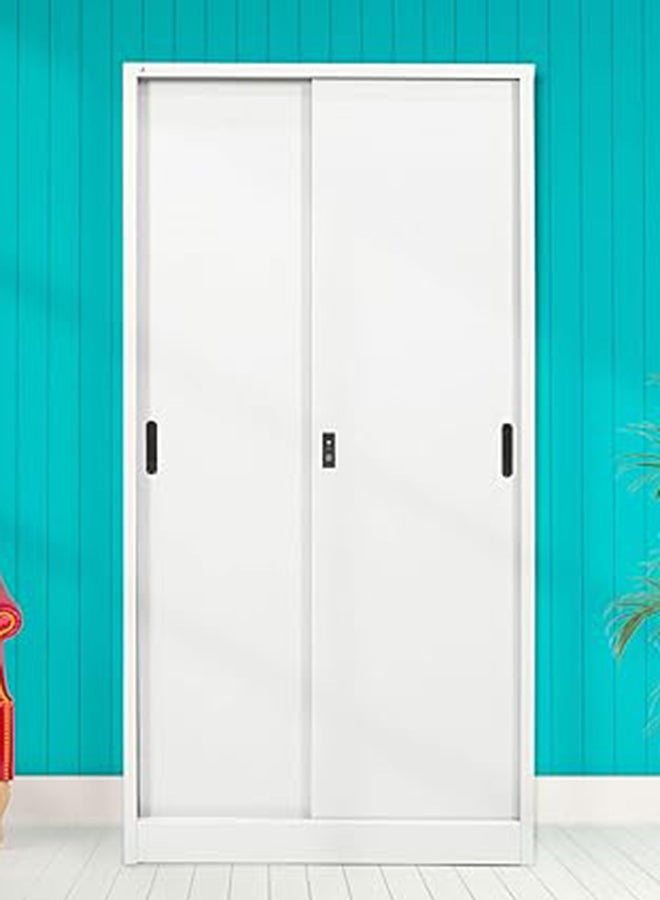 RIGID Steel Cupboard Sliding Door, Steel Filing Cupboard, Cabinet with Shelves Storage (White) - Image 1