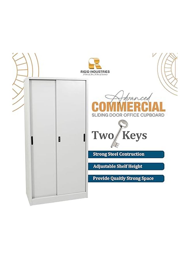 RIGID Steel Cupboard Sliding Door, Steel Filing Cupboard, Cabinet with Shelves Storage (White) - Image 4