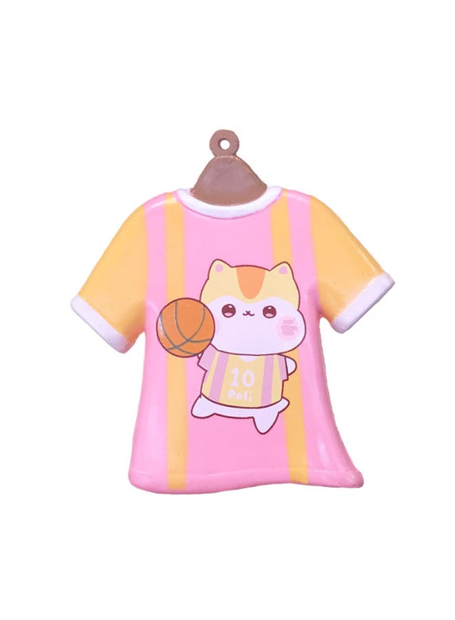 Hamster House PU Foam Cute Cartoon Simulation Short-sleeved T-shirt Slow Rebound Decompression Pinch Music Toy Pendant-Color:Yellow-Specifications:7*1*8cm - Image 1