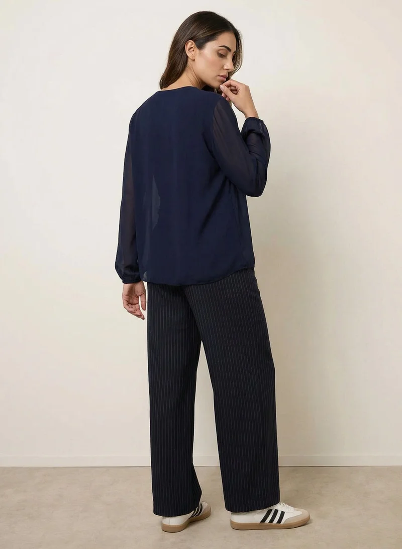 بلو فانيلا Long Sleeve Pleated Top