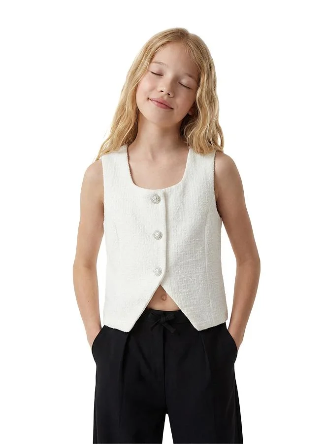 كوتون Crop Tweed Blouse