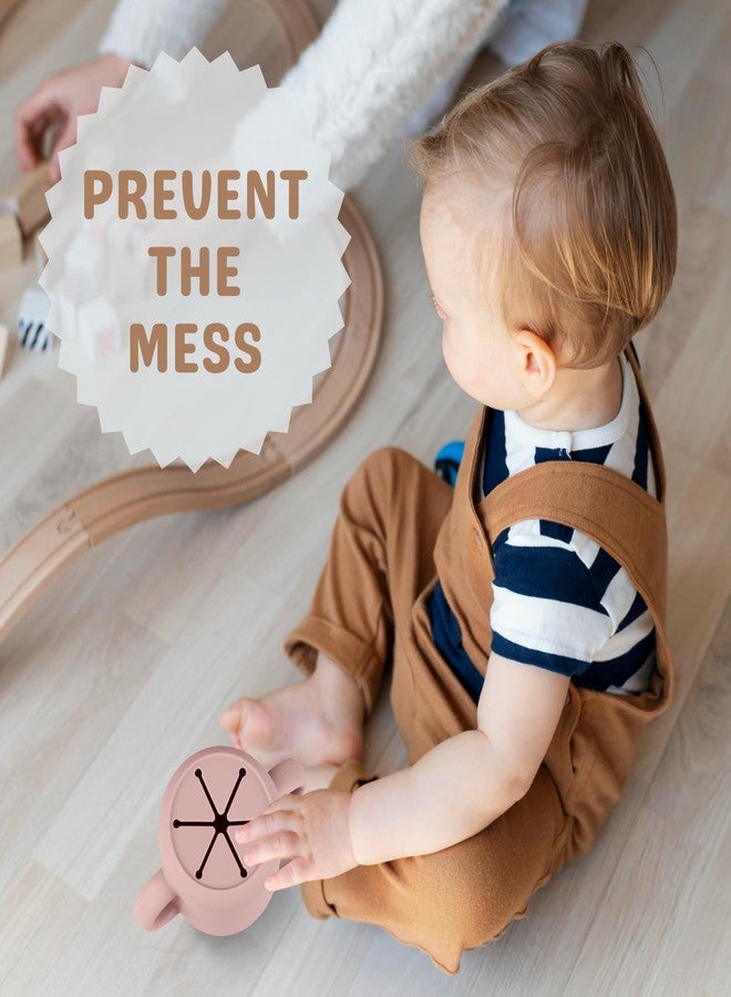 Mintlyfe حاويات وجبات خفيفة من مينتليف، أكواب وجبات خفيفة من السيليكون للأطفال من عمر 6 إلى 12 شهرًا - عبوة من كوبين من السيليكون الآمن غذائيًا مع مقبض لمرحلة الفطام الذاتي للطفل، غير قابلة للكسر (وردي خدود/أرجواني فاتح) - Image 3