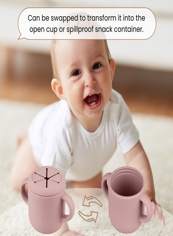 Mintlyfe حاويات وجبات خفيفة من مينتليف، أكواب وجبات خفيفة من السيليكون للأطفال من عمر 6 إلى 12 شهرًا - عبوة من كوبين من السيليكون الآمن غذائيًا مع مقبض لمرحلة الفطام الذاتي للطفل، غير قابلة للكسر (وردي خدود/أرجواني فاتح) - Image 5