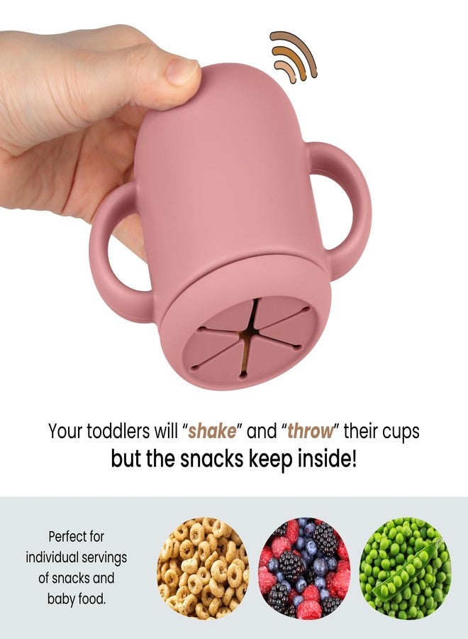 Mintlyfe حاويات وجبات خفيفة من مينتليف، أكواب وجبات خفيفة من السيليكون للأطفال من عمر 6 إلى 12 شهرًا - عبوة من كوبين من السيليكون الآمن غذائيًا مع مقبض لمرحلة الفطام الذاتي للطفل، غير قابلة للكسر (وردي خدود/أرجواني فاتح) - Image 2