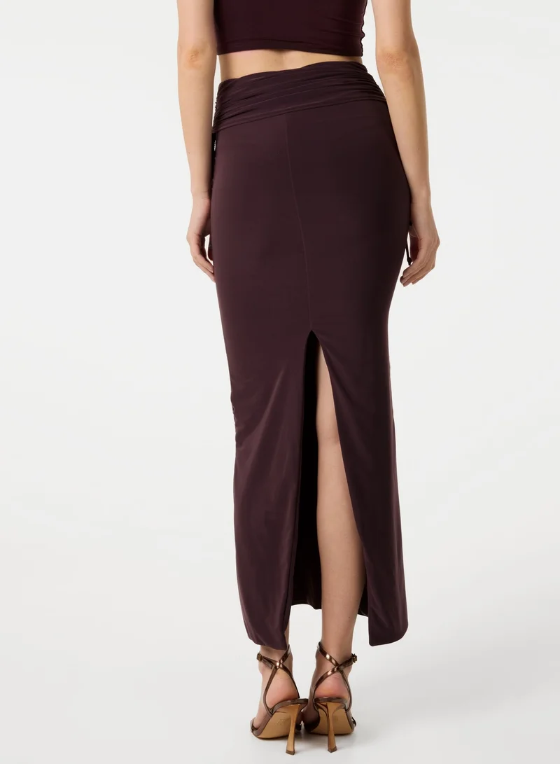 Pink Vanilla Ruched Side Maxi Skirt