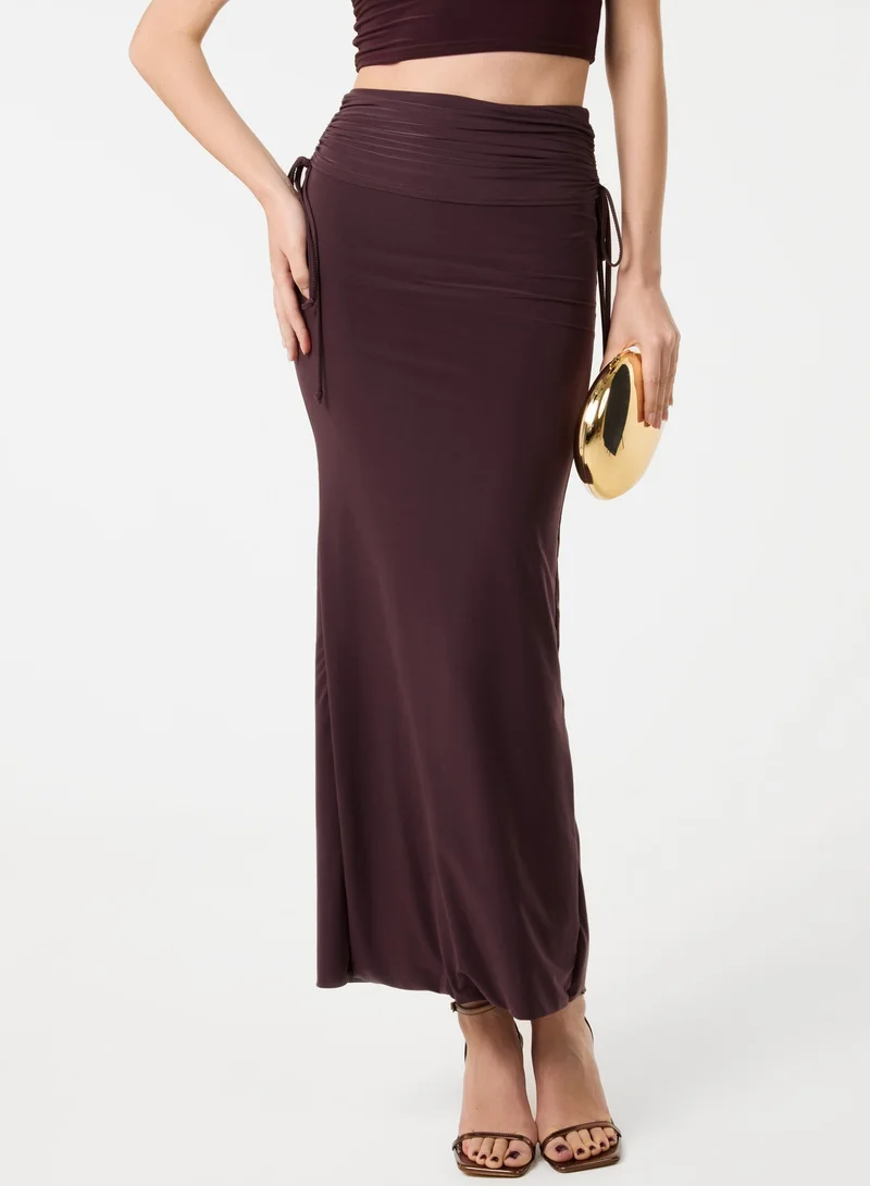 Pink Vanilla Ruched Side Maxi Skirt