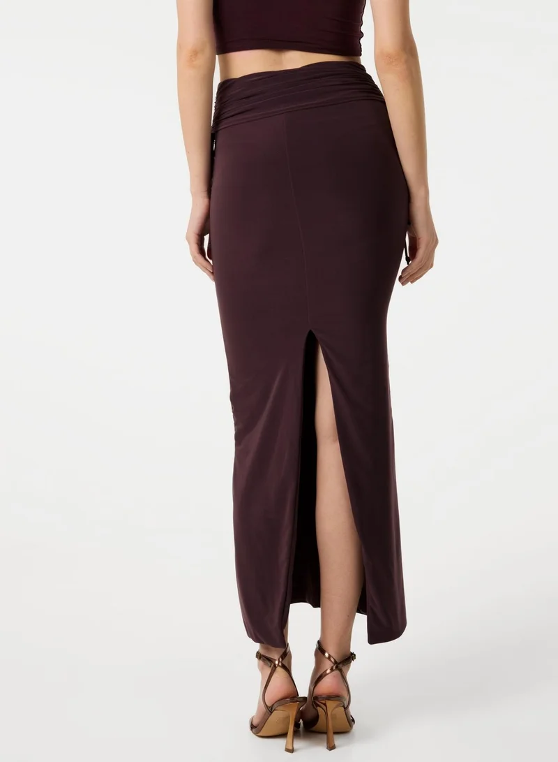 بينك فانيلا Ruched Side Maxi Skirt