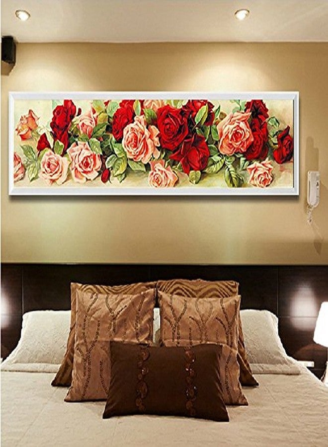 iDream Home Decoration 5D Diamond Painting Rhinestone Rose Flower DIY Mosaic Wall Decor (70cm x 28cm) -Sparkling, Handmade, Elegant Interior Decoration for Living Room & Bedroom - Image 5