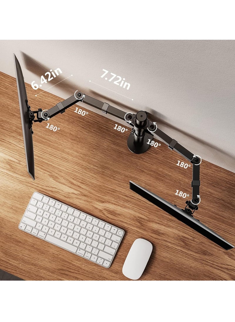 TIGER Dual Monitor Stand for 13 to 32 Inch Screens – Adjustable Monitor Arm Mount with Ergonomic Viewing Angle, Tilt ±45°, Swivel 180°, Rotate 360°, VESA 75/100mm – Space-Saving Desk Mount for Home & Office  - Image 3