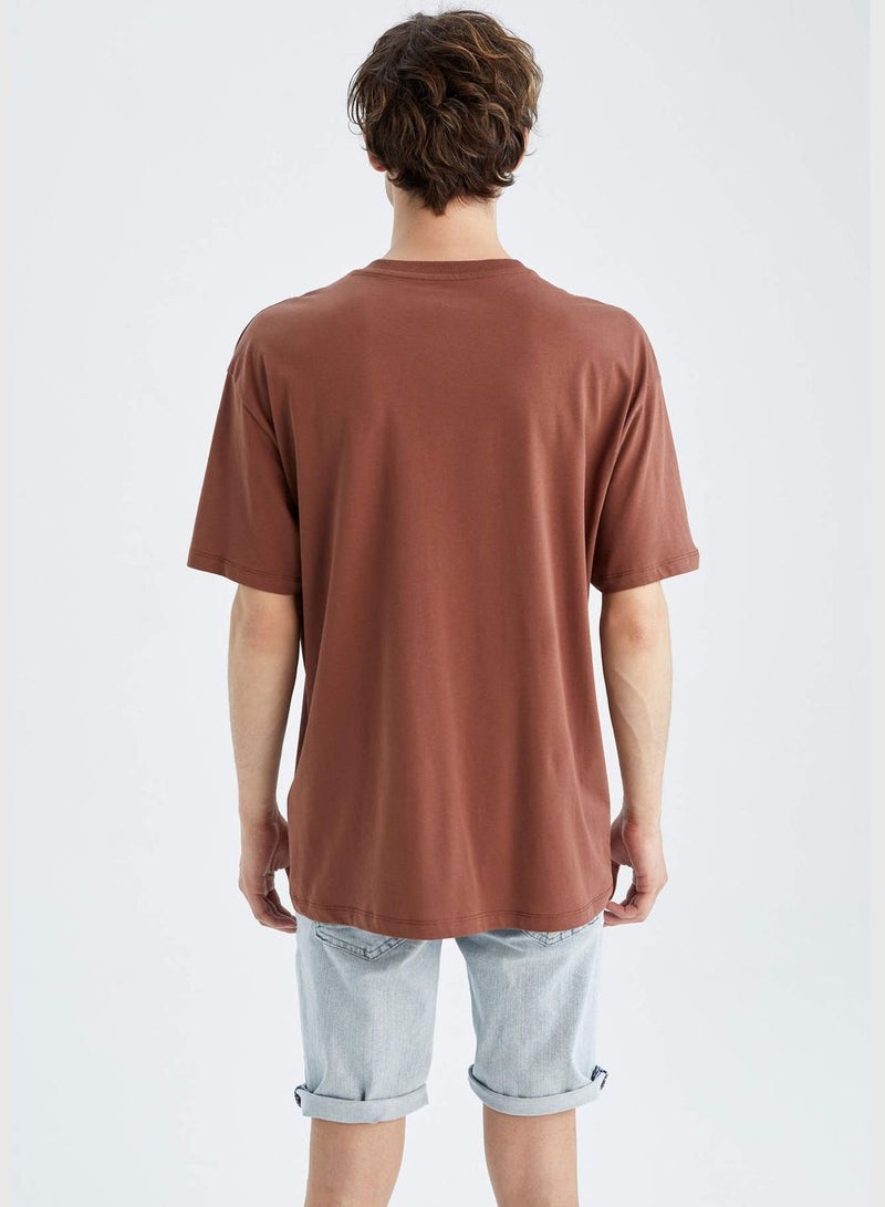 Boxy Fit Short Sleeve Minimal Slogan Print T-Shirt