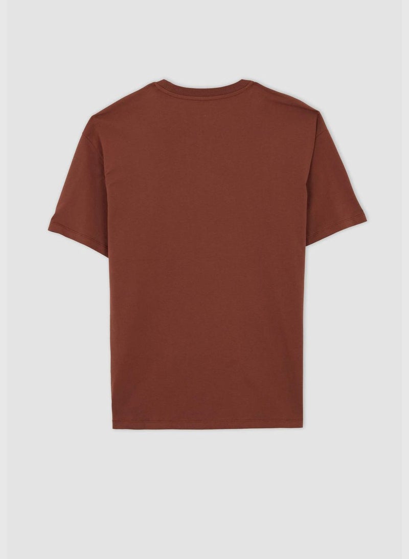 Boxy Fit Short Sleeve Minimal Slogan Print T-Shirt