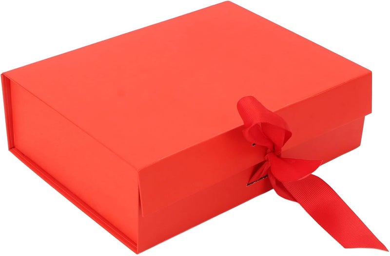 كلاراكو صناديق تغليف هدايا قابلة للطي وإعادة الاستخدام من كلاركو مع شريط لتخزين المجوهرات والحلوى والشموع والعطور، متينة وسهلة التجميع (أحمر) - Image 2