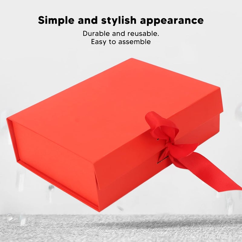كلاراكو صناديق تغليف هدايا قابلة للطي وإعادة الاستخدام من كلاركو مع شريط لتخزين المجوهرات والحلوى والشموع والعطور، متينة وسهلة التجميع (أحمر) - Image 4
