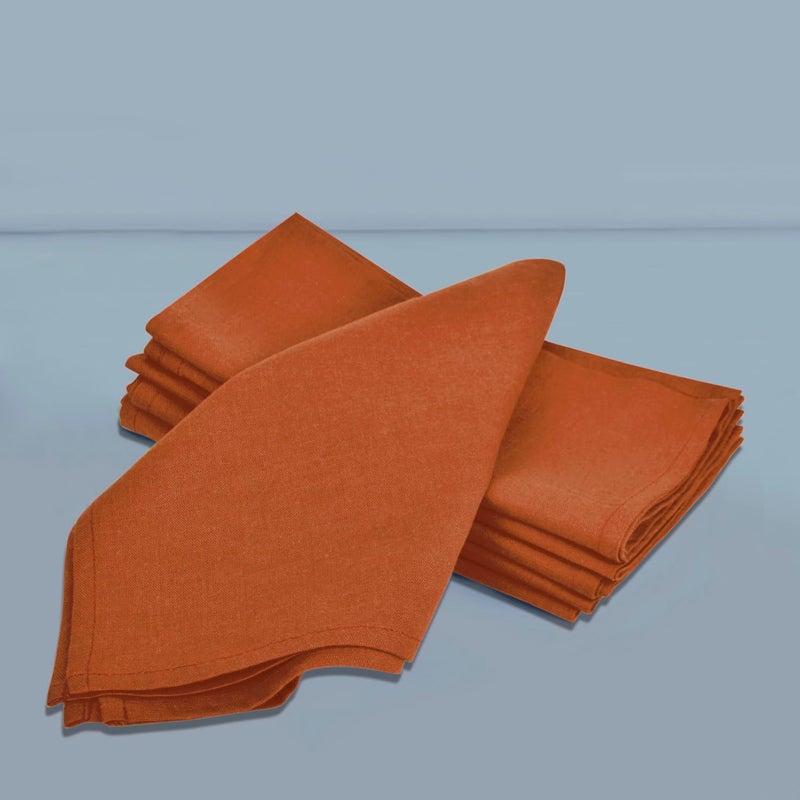 StyleMyWay Stylemyway Dining Table Premium Cotton Table Napkin Set of 6 L x B 17 x 17 inch Brown Soft Absorbent Washable Premium Cloth Napkins with Lace for Party Hotel and Home - Image 1