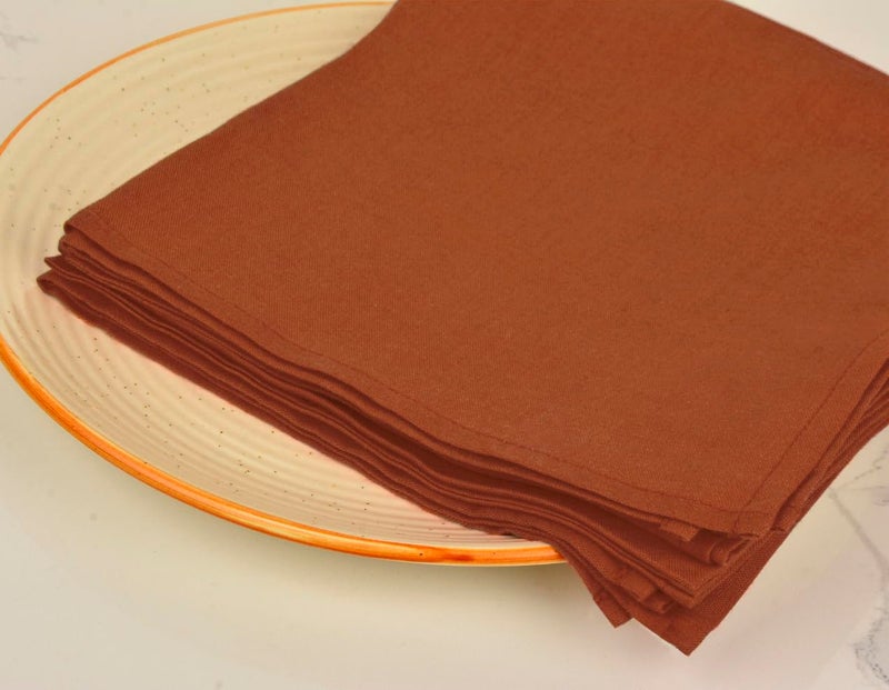 StyleMyWay Stylemyway Dining Table Premium Cotton Table Napkin Set of 6 L x B 17 x 17 inch Brown Soft Absorbent Washable Premium Cloth Napkins with Lace for Party Hotel and Home - Image 5