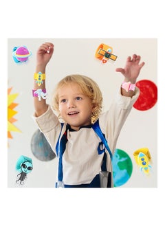 KASTWAVE 12 Pieces Outer Space Slap Bracelets Space Silicone Wristbands, Galaxy Astronauts Alien Spaceship Wrist Bands Galaxy Wristband Accessories Wrist Strap for Carnival Prizes Outer Space Party Favors  - Image 2