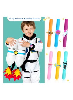 KASTWAVE 12 Pieces Outer Space Slap Bracelets Space Silicone Wristbands, Galaxy Astronauts Alien Spaceship Wrist Bands Galaxy Wristband Accessories Wrist Strap for Carnival Prizes Outer Space Party Favors  - Image 4