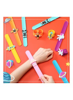KASTWAVE 12 Pieces Outer Space Slap Bracelets Space Silicone Wristbands, Galaxy Astronauts Alien Spaceship Wrist Bands Galaxy Wristband Accessories Wrist Strap for Carnival Prizes Outer Space Party Favors  - Image 3