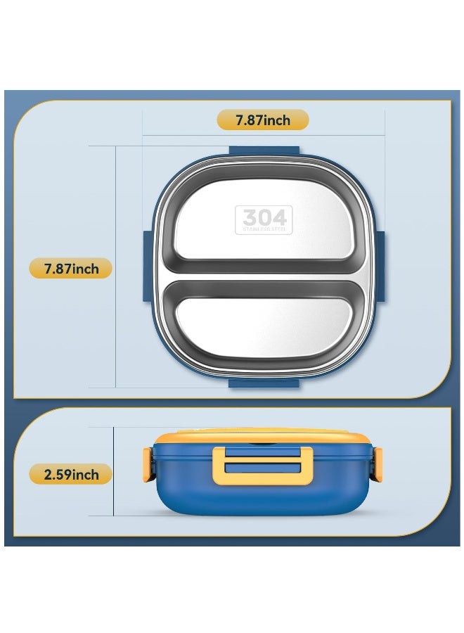 Stainless Steel Kid Bento Box, Leak-Proof, 2-Compartment, Lunch Box with Portable Cutlery-Ideal Portion Sizes for Ages 3 to10, Dishwasher Safe, Over 3 years old, Blue - Image 4