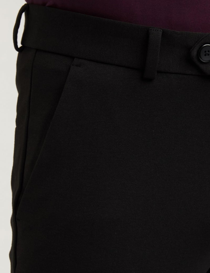 Peter England Men's Premium Formal Stretchable Knit Super Slim Fit Mid Rise Trouser | Comfort Lycra | 360-Degree Stretch Jet Black - Image 4