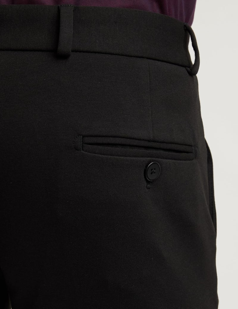 Peter England Men's Premium Formal Stretchable Knit Super Slim Fit Mid Rise Trouser | Comfort Lycra | 360-Degree Stretch Jet Black - Image 5