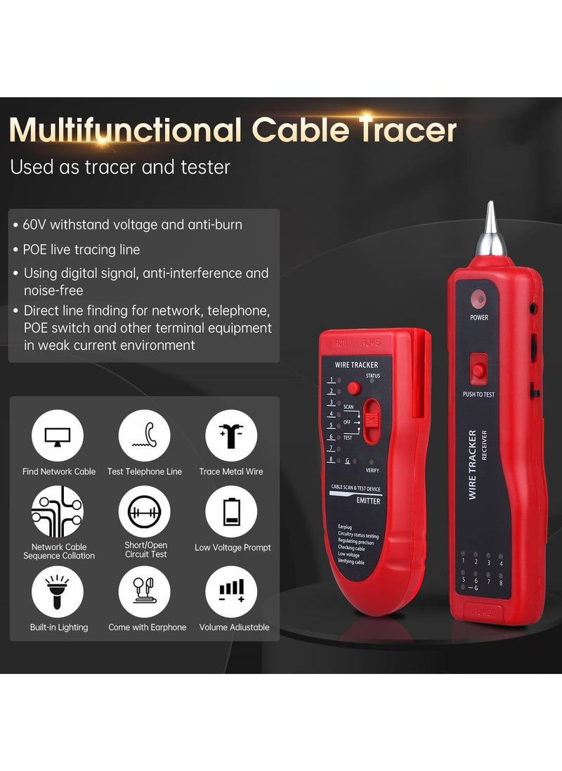 Generic Wire Cable Tracker Tester RJ45 RJ11 Line Finder,Multifunction Wire Tracker Ethernet LAN Network Cat5 Cat6 for Cable Collation,Network Maintenance Collation  - Image 4