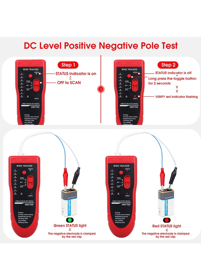 Wire Cable Tracker Tester RJ45 RJ11 Line Finder,Multifunction Wire Tracker Ethernet LAN Network Cat5 Cat6 for Cable Collation,Network Maintenance Collation