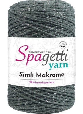 Spaghetti Yarn Glitter Macrame Khaki (Silver Glitter)