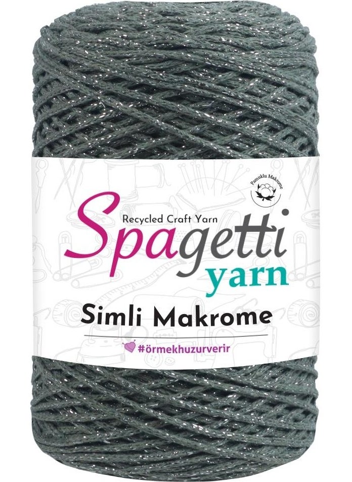 Spagetti Yarn - Spaghetti Yarn Glitter Macrame Khaki (Silver Glitter) - Image 1