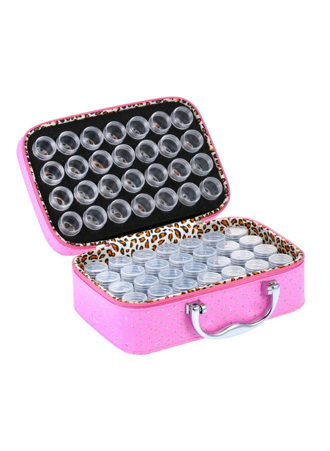 NIBEMINENT 57-Piece Storage Bag With Bottle Set Pink/Green 22X9X15.5centimeter - Image 1