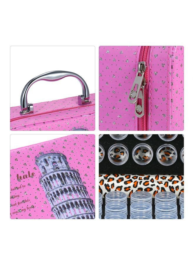 NIBEMINENT 57-Piece Storage Bag With Bottle Set Pink/Green 22X9X15.5centimeter - Image 4