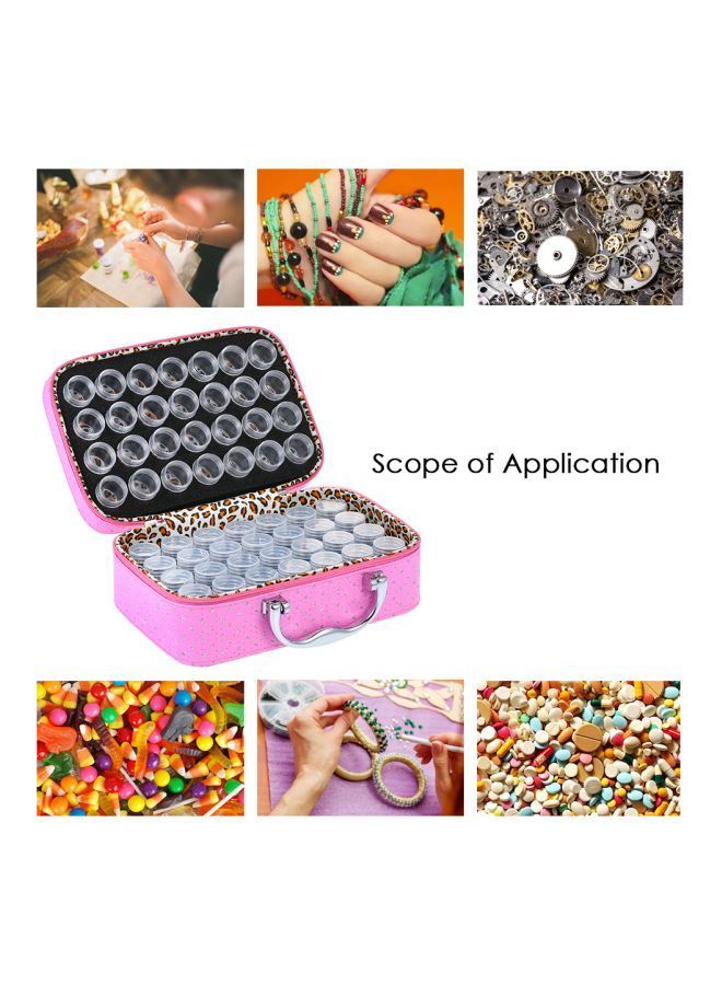 NIBEMINENT 57-Piece Storage Bag With Bottle Set Pink/Green 22X9X15.5centimeter - Image 2