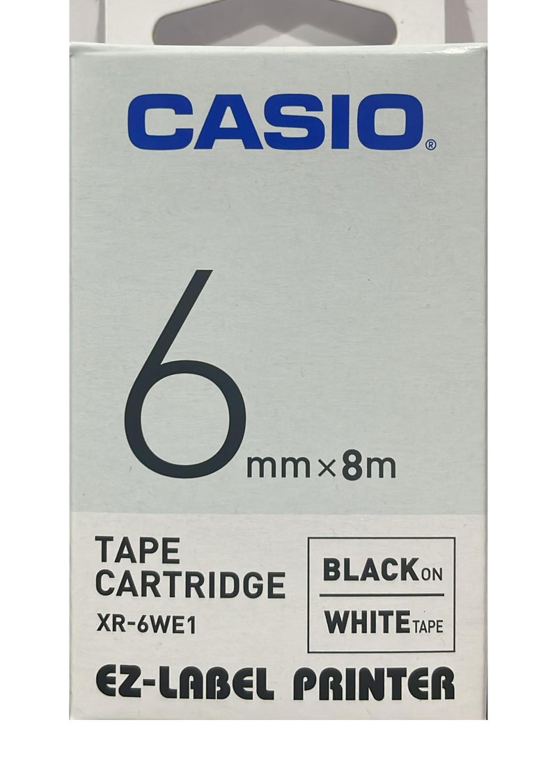 Casio tape cartridge black on white tape XR-6WE1 - Image 1