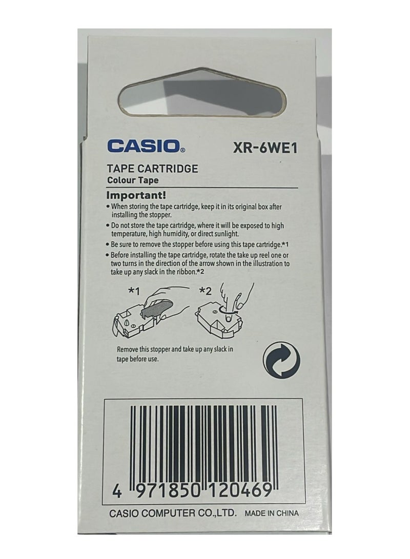 Casio tape cartridge black on white tape XR-6WE1 - Image 2