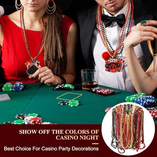 Ferreve 36 Pcs Casino Night Beaded Necklaces Bulk 12 Styles Casino Dice Dollar Sign Necklaces Gold Red Black Beaded Necklace for Birthday Party Favors Supplies (Dice) - Image 4
