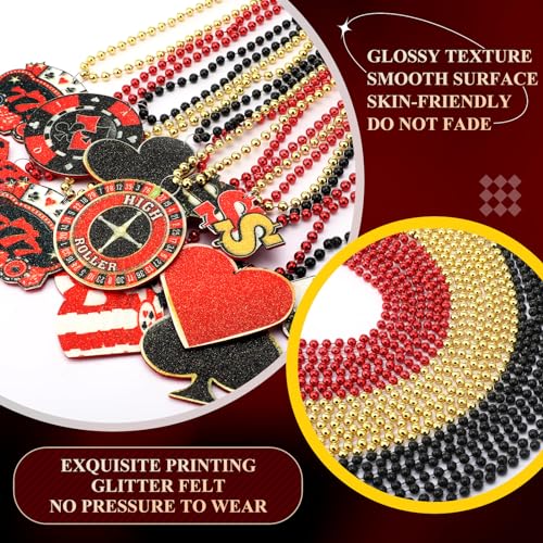 Ferreve 36 Pcs Casino Night Beaded Necklaces Bulk 12 Styles Casino Dice Dollar Sign Necklaces Gold Red Black Beaded Necklace for Birthday Party Favors Supplies (Dice) - Image 5