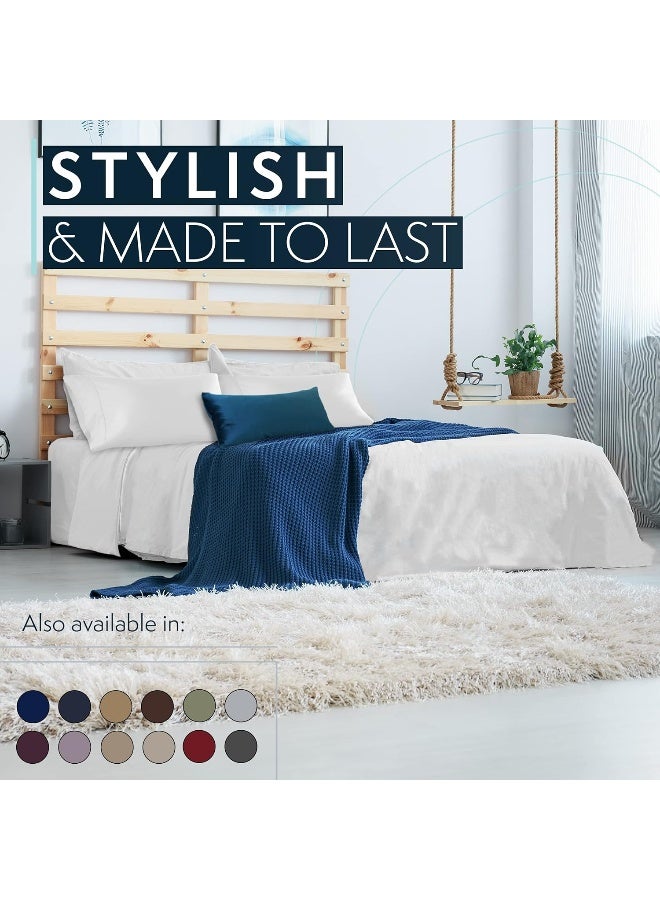 HC COLLECTION Bed Sheets Full Size Set Hotel Luxury Platinum 1800 Series Brushed Microfiber Sheet wPillow Cases Ultra Soft Lightweight 4 Pcs Bedding for Hot Sleepers Men Women Teens White - Image 2