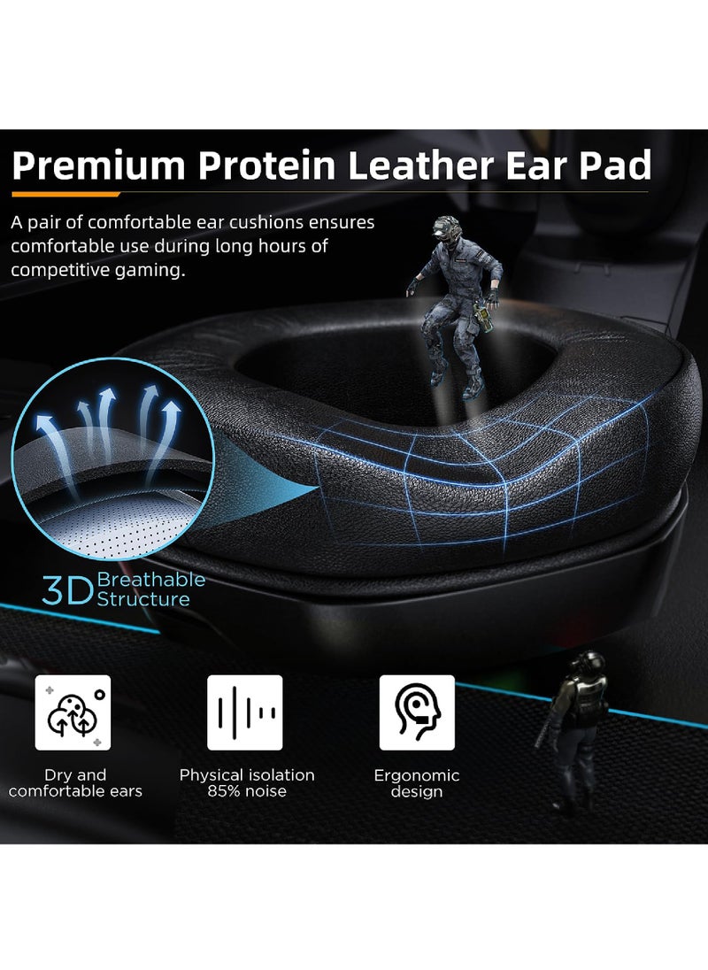 Rock Pow - Gaming Headset for PC PS5 PS4 XboxOne Gaming Headphone with 50mm Drivers 3D Surround Sound Noise-Cancelling Mic Soft Memory Earmuffs & 4 Modes RGB Light - Image 1