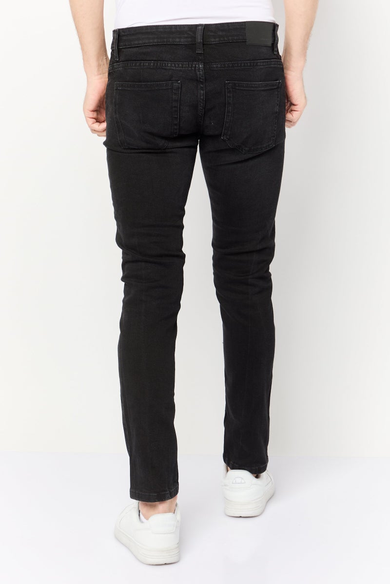 Celio Men Slim Fit Solid Stretchable Jeans, Black - Image 4