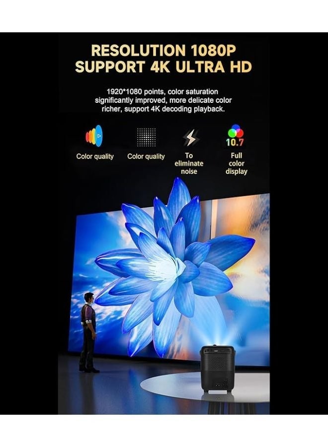 Umiio Umiio Q4 Pro Projector 4K LED Light Source, 5G WiFi Bluetooth, Portable Intelligent Game Projector with Dual Wireless Game Controller, Smart Projector Compatible with Android, HDMI/USB/SD iOS,PC, 50"-150" Screen Projection (Black) - Image 4