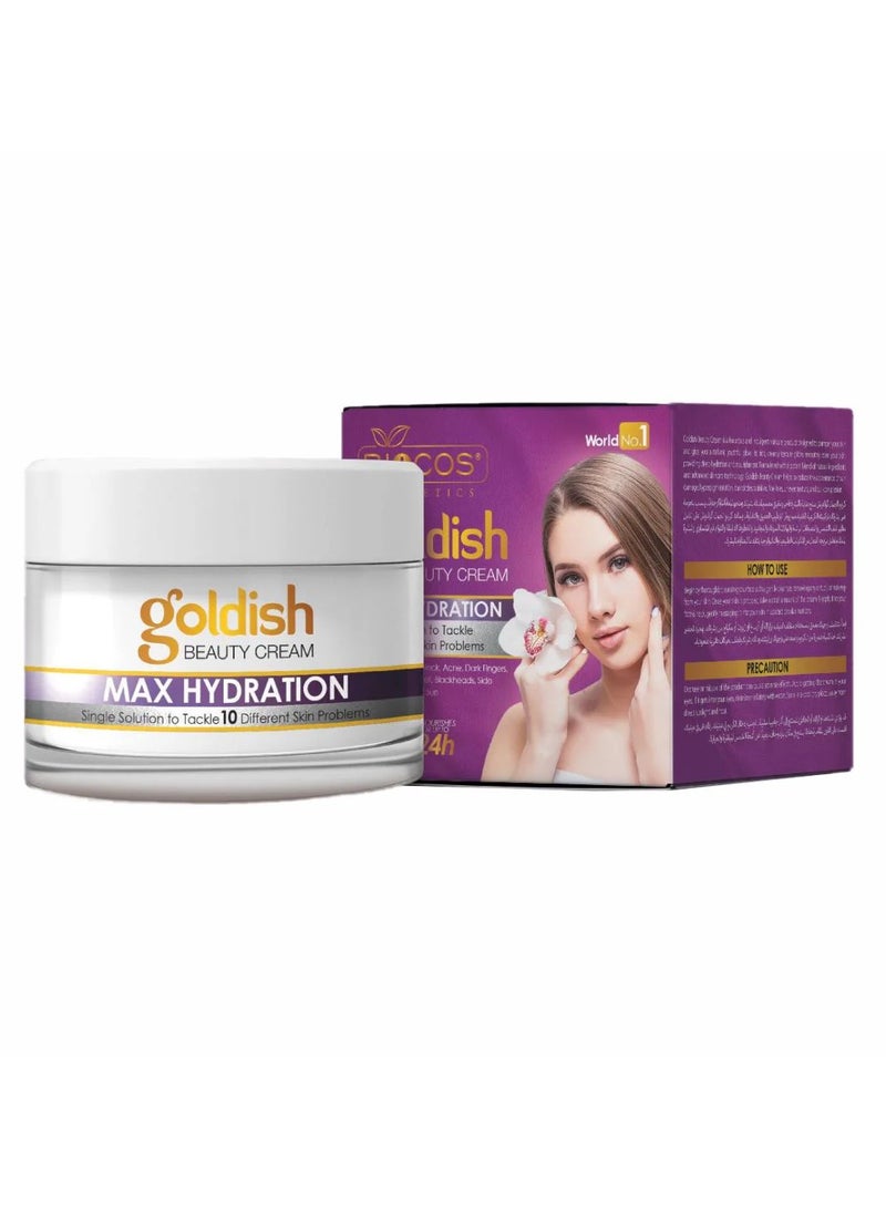 BIOCOS Max Hydration Goldish Beauty Cream,Anti-Aging, Brightening and Hydrating Formula With Vitamin B6, Arbutin, Zinc Oxide For Dark Circles, Sun Damage and Even Skin Tone,26gm - Image 2
