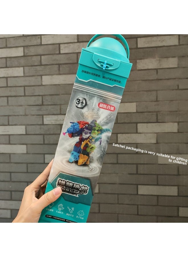 Detachable Dinosaur Toy 5-in-1 Deformation Belt Transmitter Diy Children Assembled Toy Tyrannosaurus Rex 4-7 Years Old Wholesale-Color:Assembled Dinosaur 5-in-1 [barrel] Chinese Packaging  - Image 1