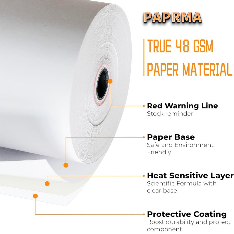 PAPRMA 2 1/4'' X 85' Thermal Receipt Paper 50 Rolls  Paprma Pos Paper Cash Register Paper Rolls  Thermal Paper For Square Terminal Credit Card Machine Verifone Vx510 Vx570 Fd50 T4220 - Image 4